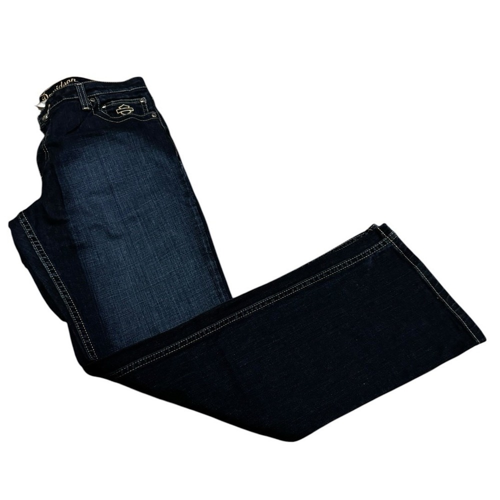 Harley Davidson‎ Jeans Womens 10 Bootcut Dark Wash Low Rise 32x31